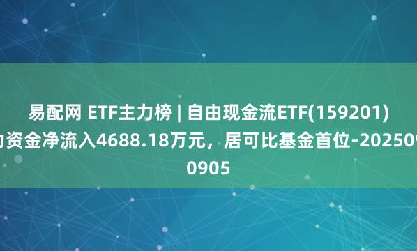 易配网 ETF主力榜 | 自由现金流ETF(159201)主力资金净流入4688.18万元，居可比基金首位-20250905
